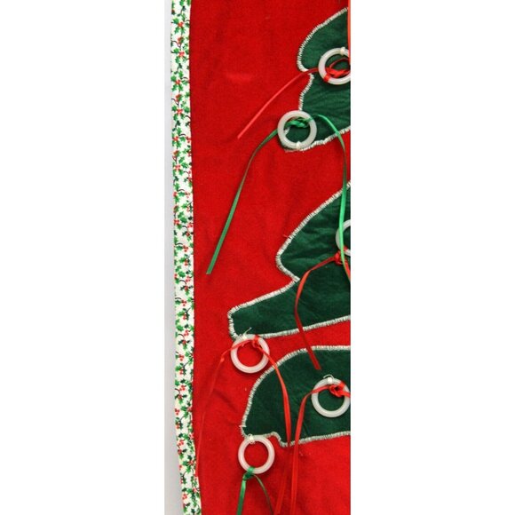 Handmade Red Advent Calendar Christmas Tree Wall Hanging Decoration 22 x 18 in - Picture 3 of 7